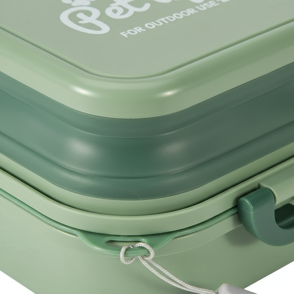 Polypropylene material close-up on folding dog bowl